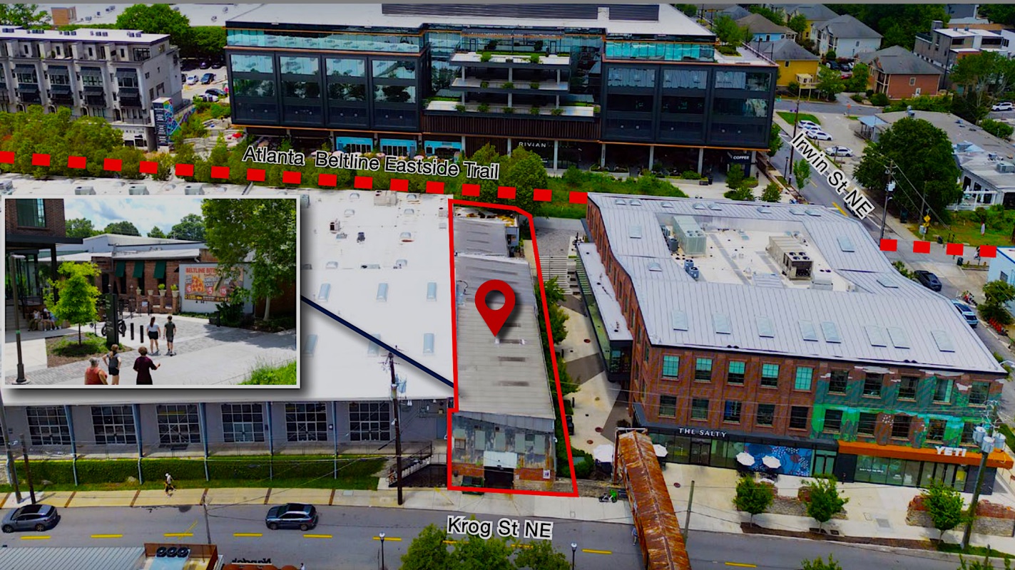 The brick warehouse building at 116 Krog Street along the BeltLine