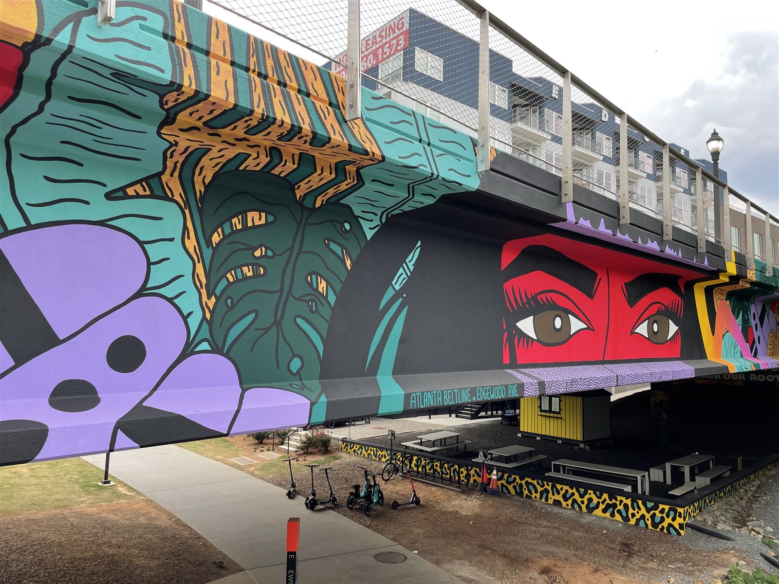 ARRRTaddict Somos Borincanos mural under the Edgewood Avenue bridge in downtown Atlanta
