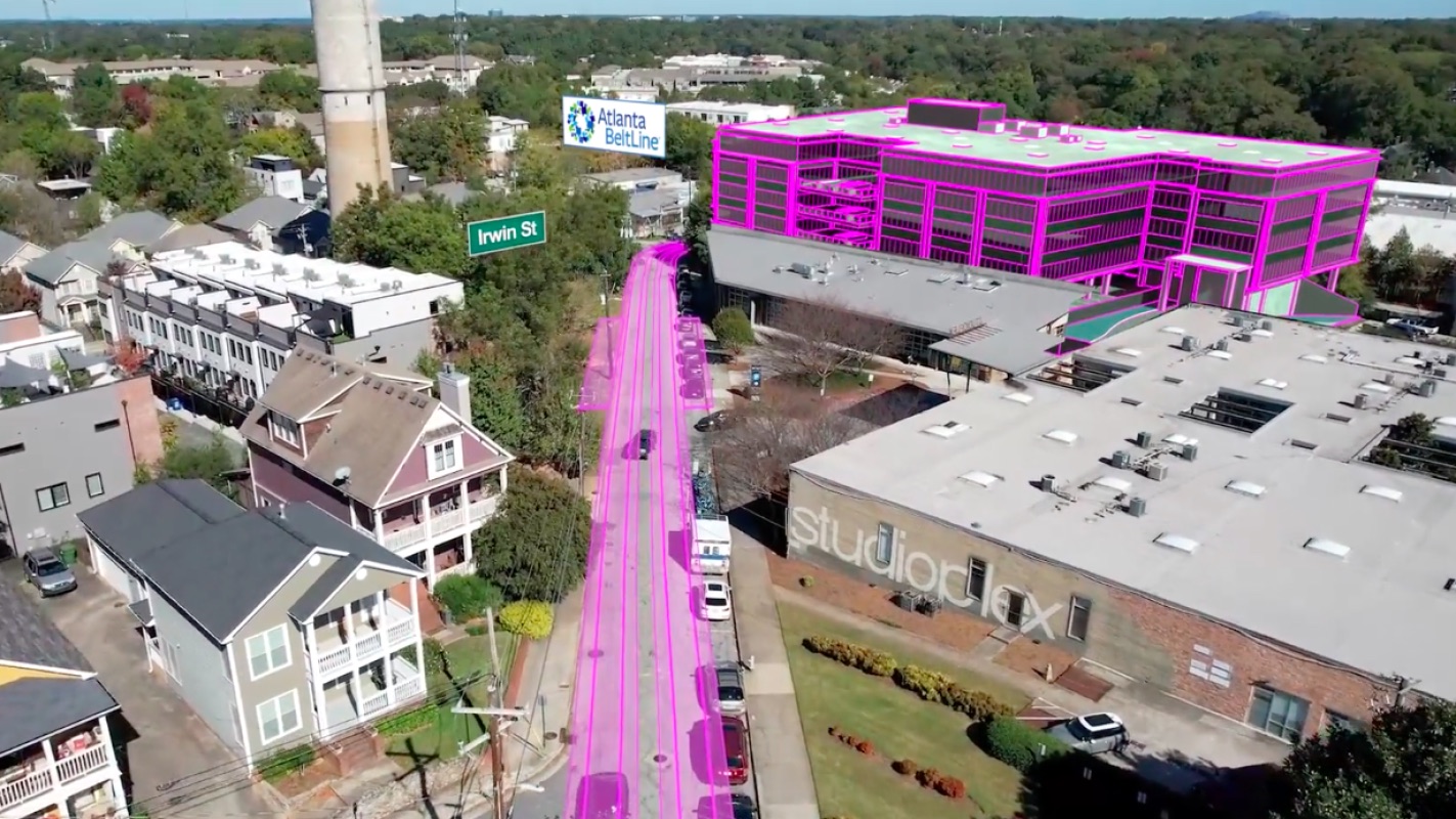 Rendering of an Atlanta Streetcar extension along Auburn Avenue