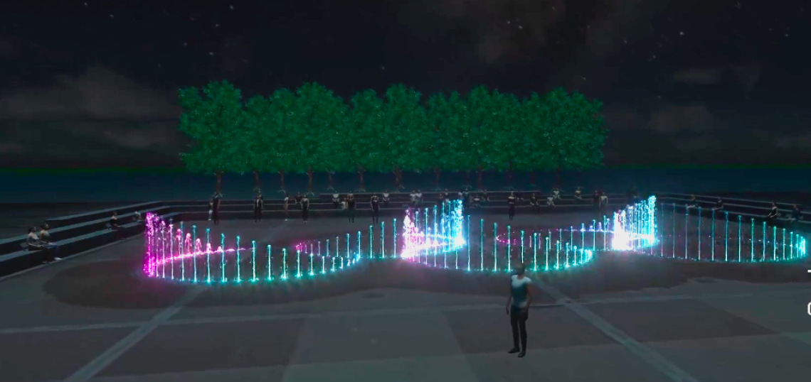 Centennial Olympic Park Fountain of Rings at night