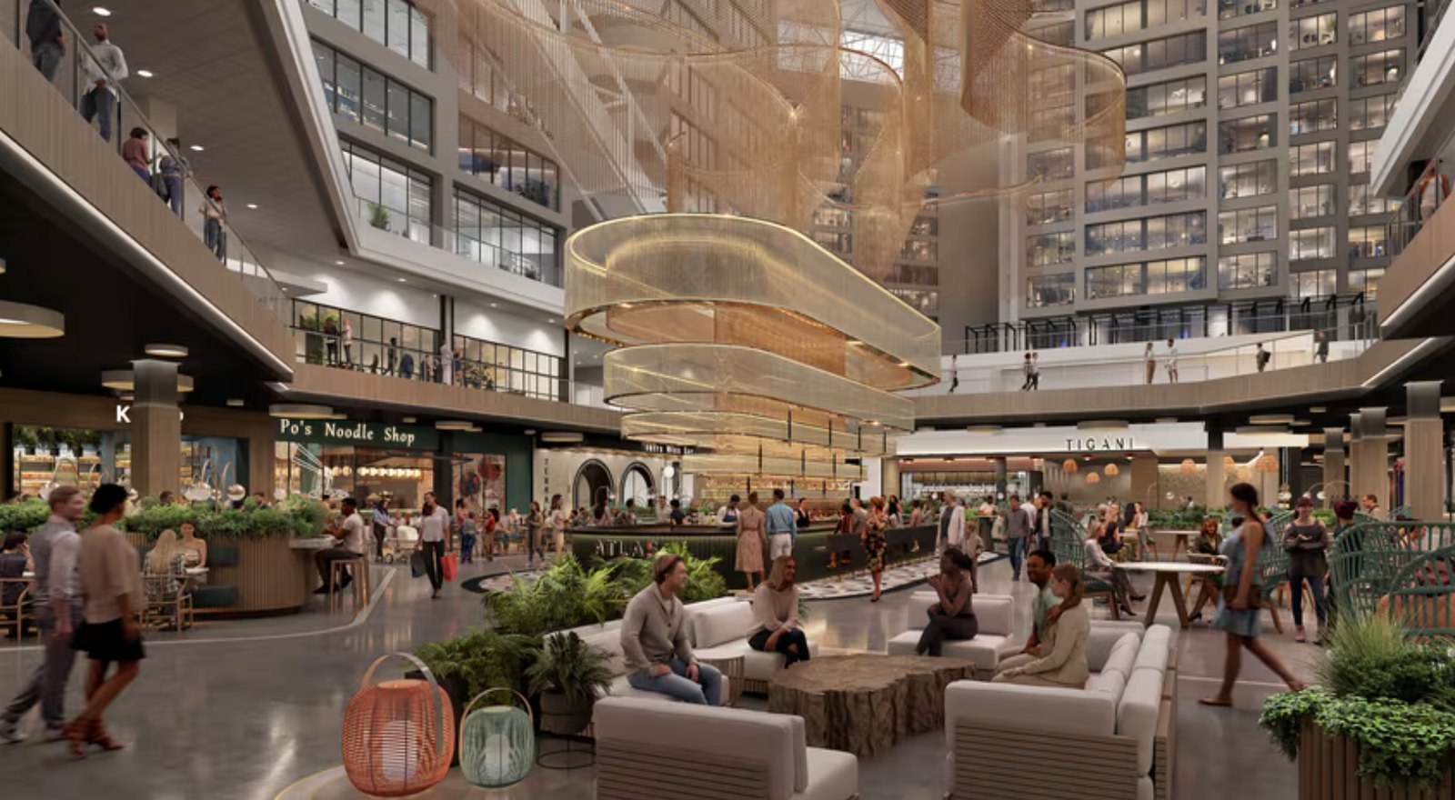 Concept rendering of The Center, the rebranded former CNN Center office and retail complex in downtown Atlanta