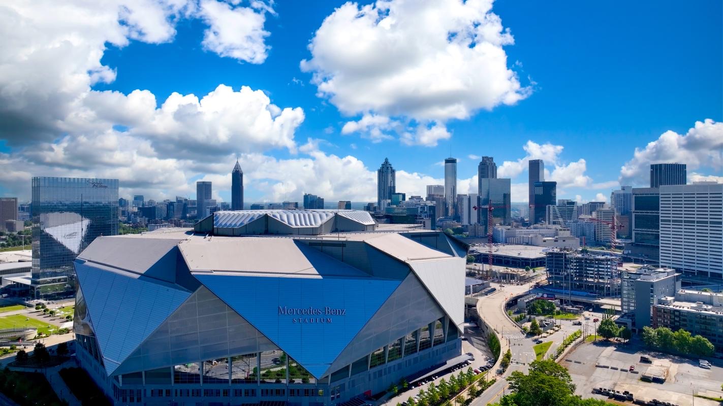 Downtown Atlanta skyline with Mercedes-Benz Stadium
