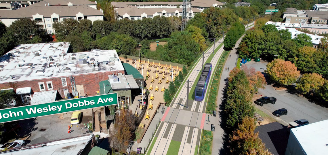 Atlanta Streetcar extension rendering near downtown