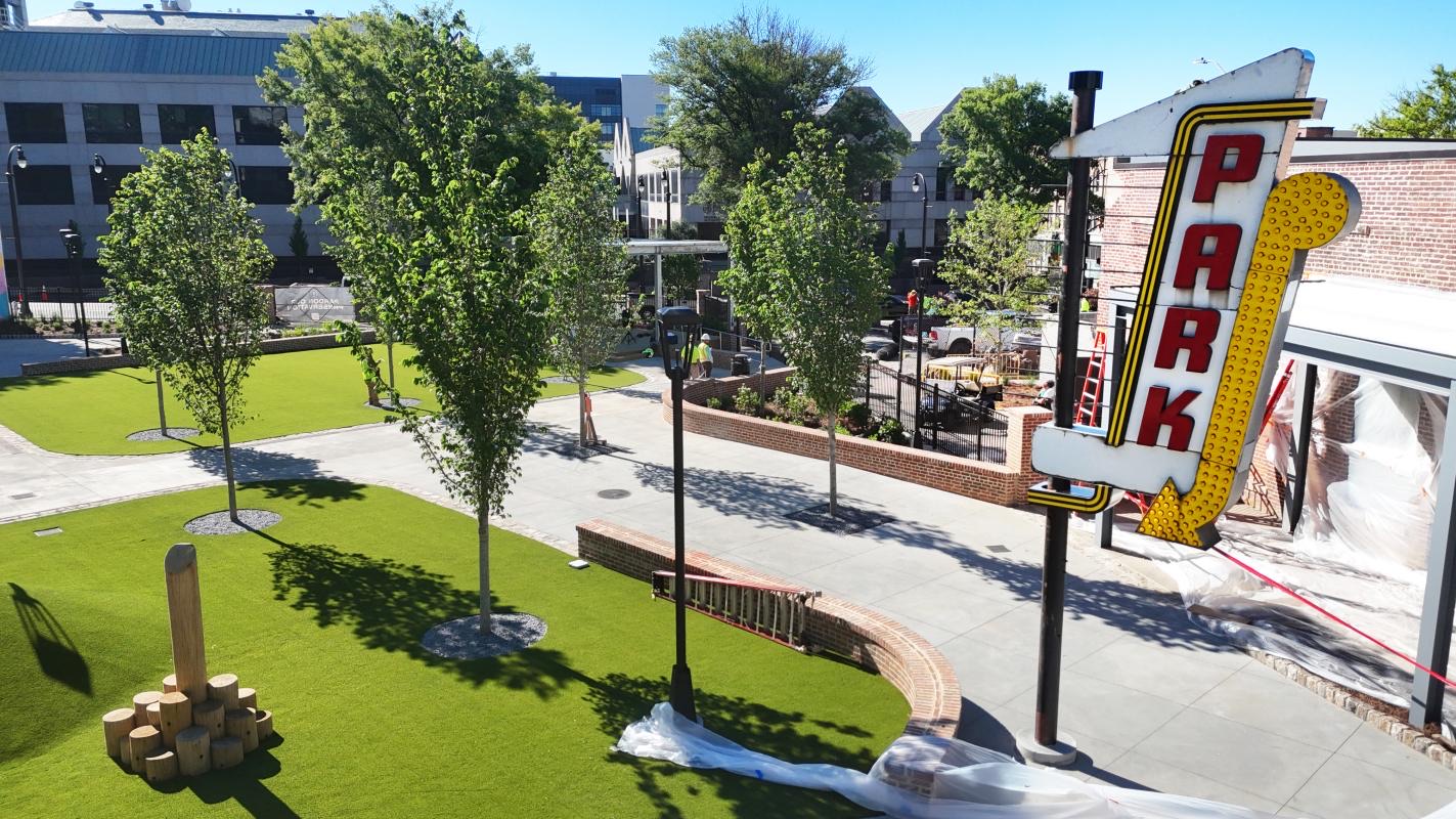 Founders Green greenspace between Broad and Peachtree streets in South Downtown