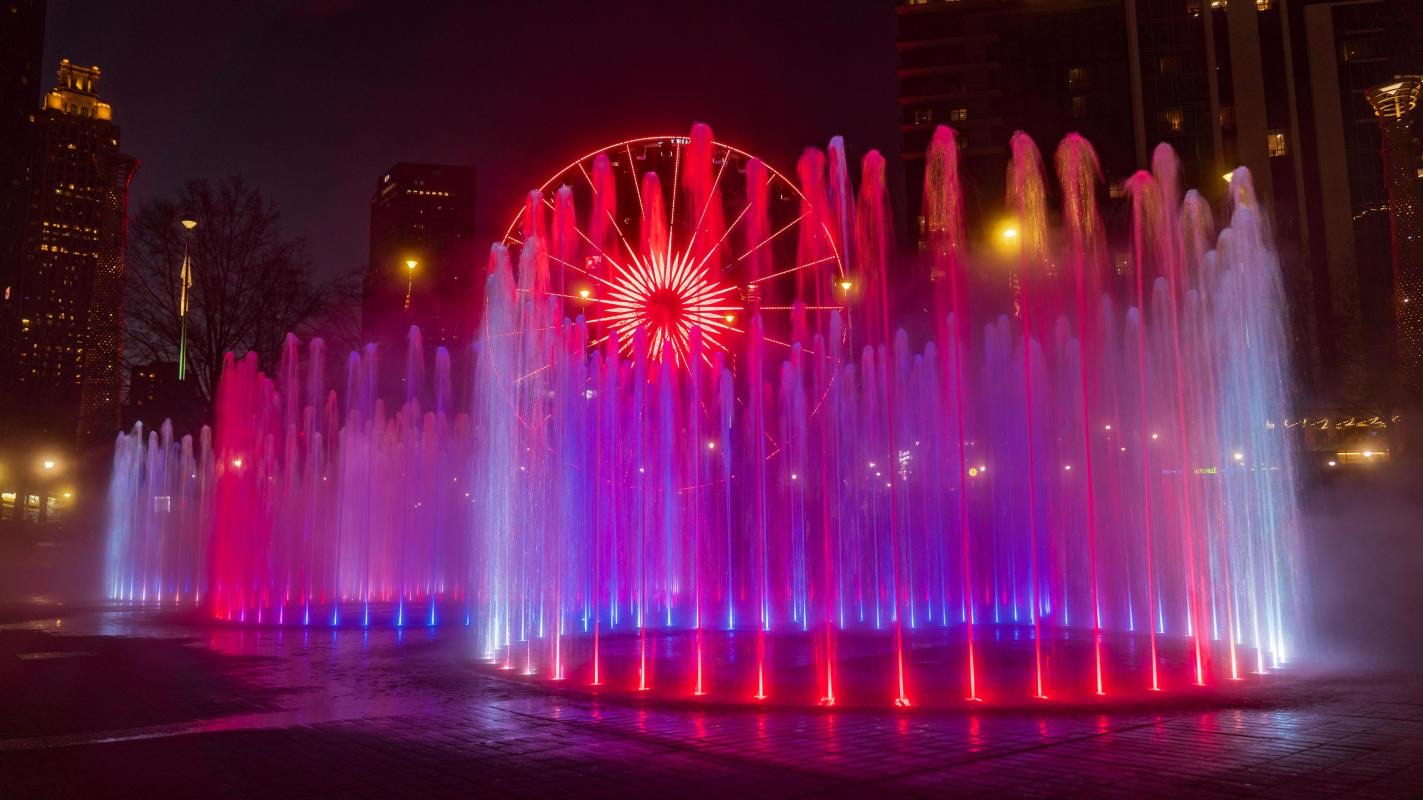 The Fountain of Rings at Centennial Olympic Park in downtown Atlanta