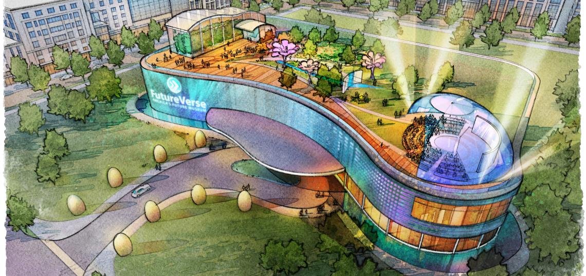 FutureVerse museum concept rendering, downtown Atlanta