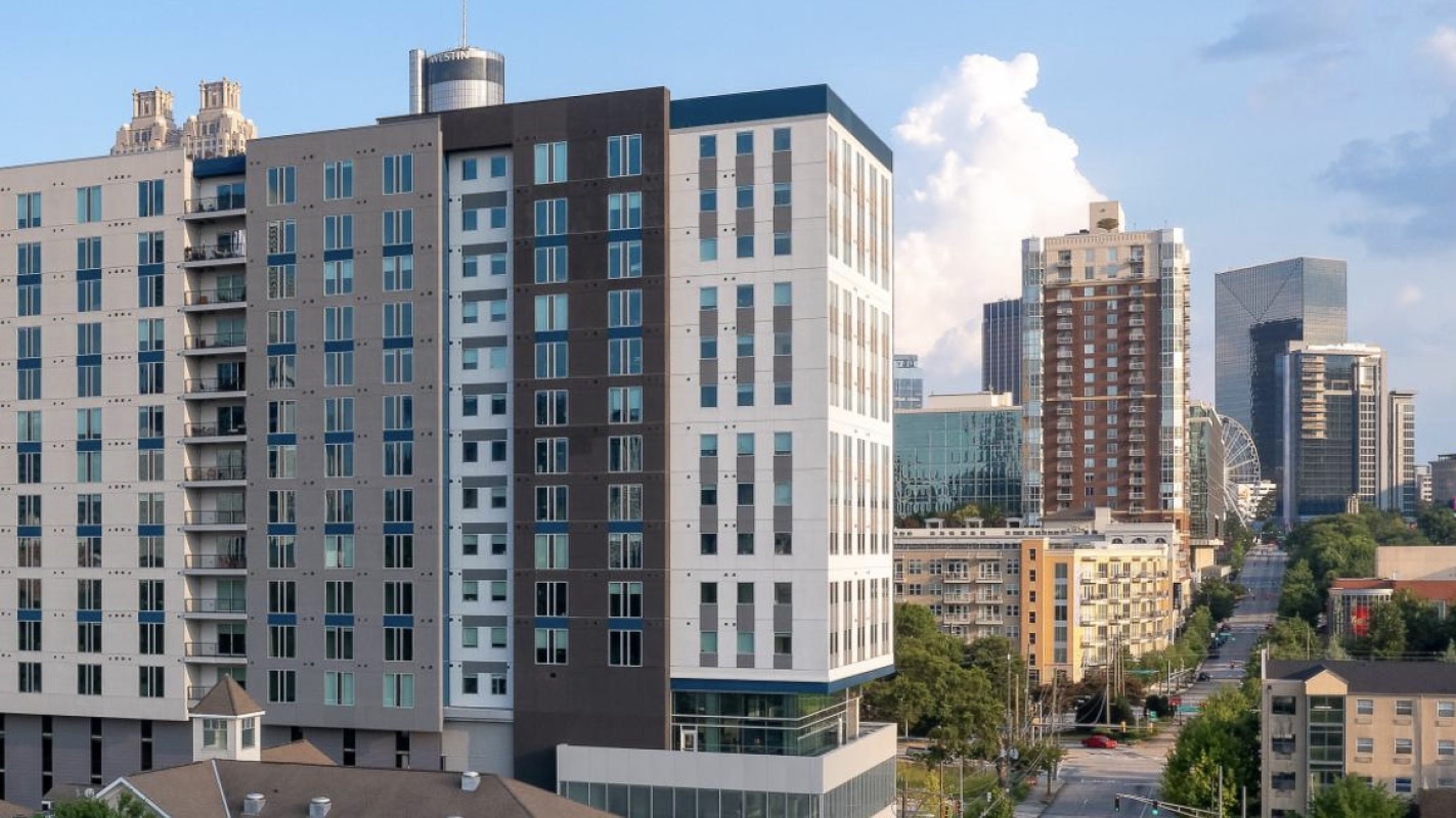 The 17-story Generation Atlanta apartment tower near Centennial Olympic Park
