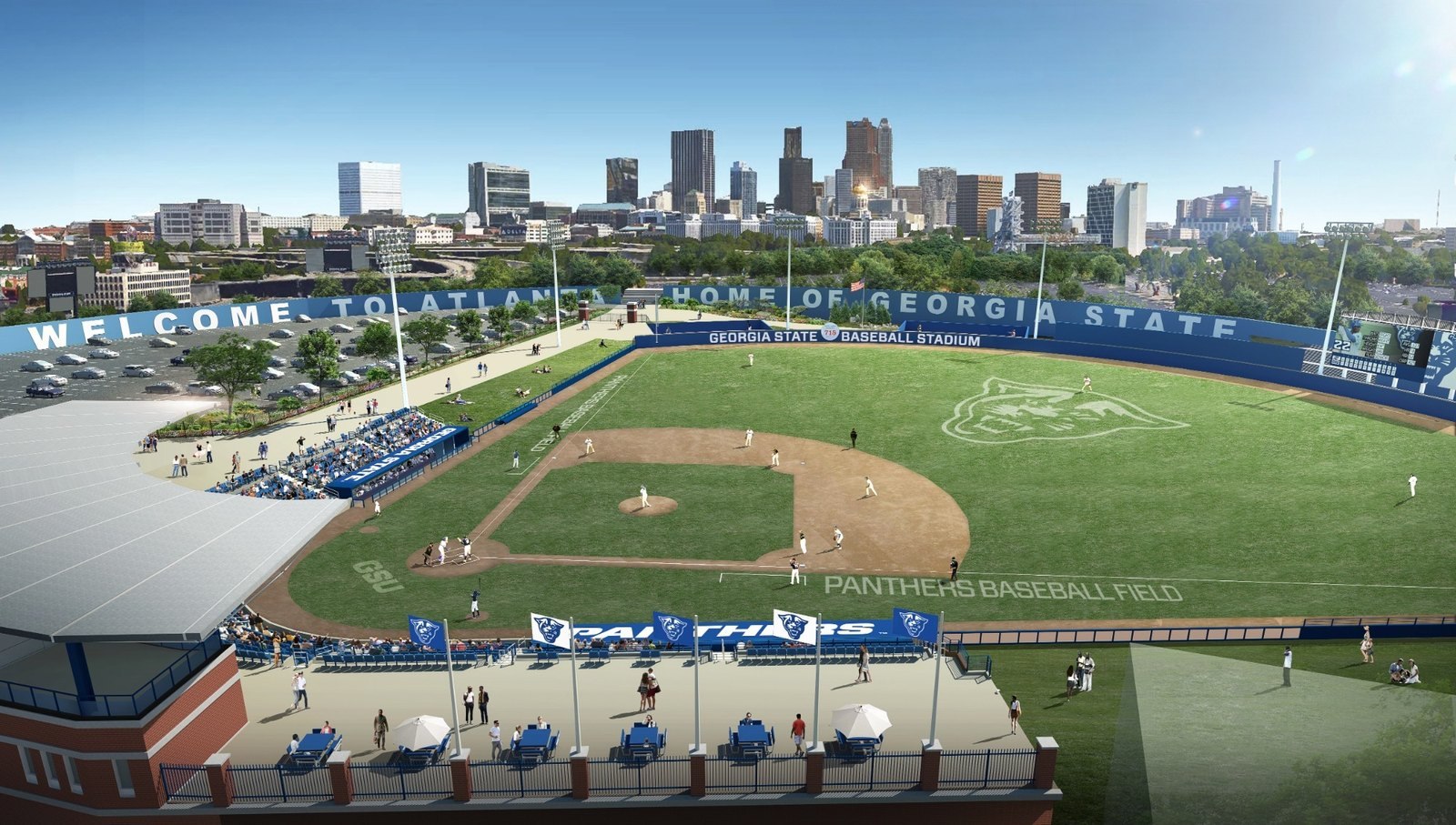 Rendering of the new Georgia State University baseball stadium in Downtown Atlanta