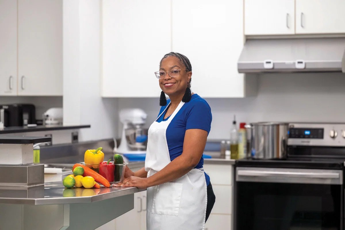 Graduate student Miranda Parham in Georgia State University's culinary medicine teaching kitchen