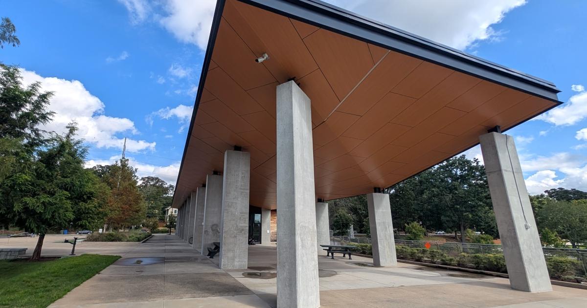 The Grant Park Gateway building's empty interior, overlooking Zoo Atlanta