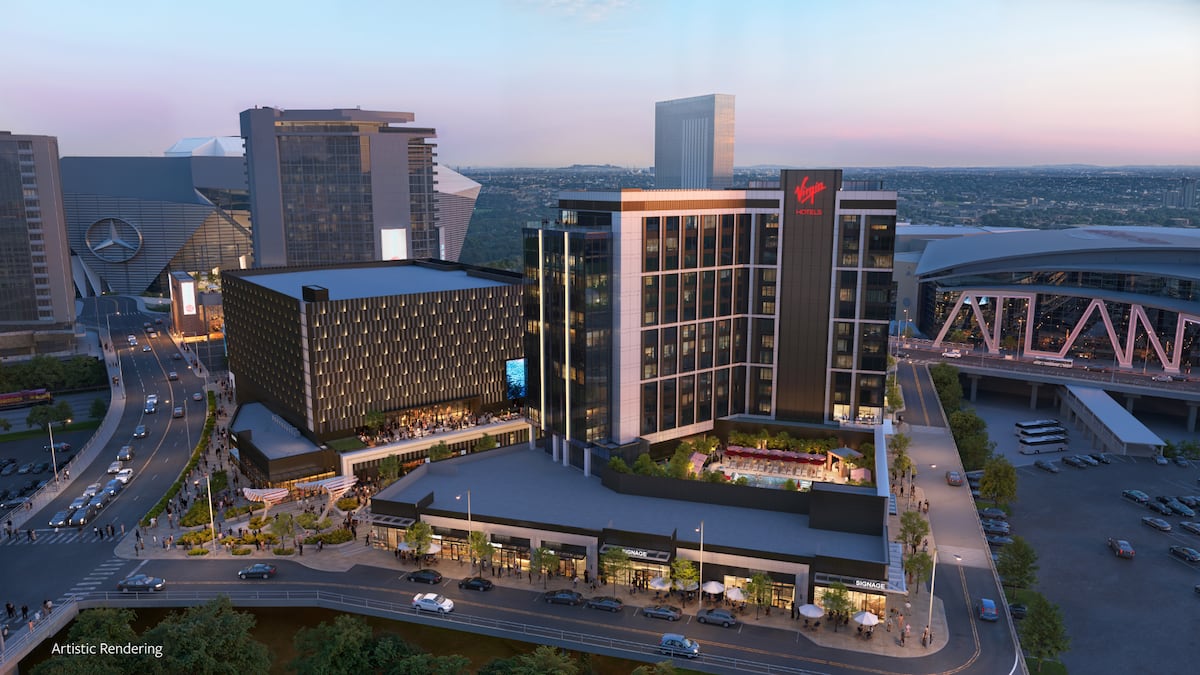Virgin Hotels Centennial Yards entertainment district rendering