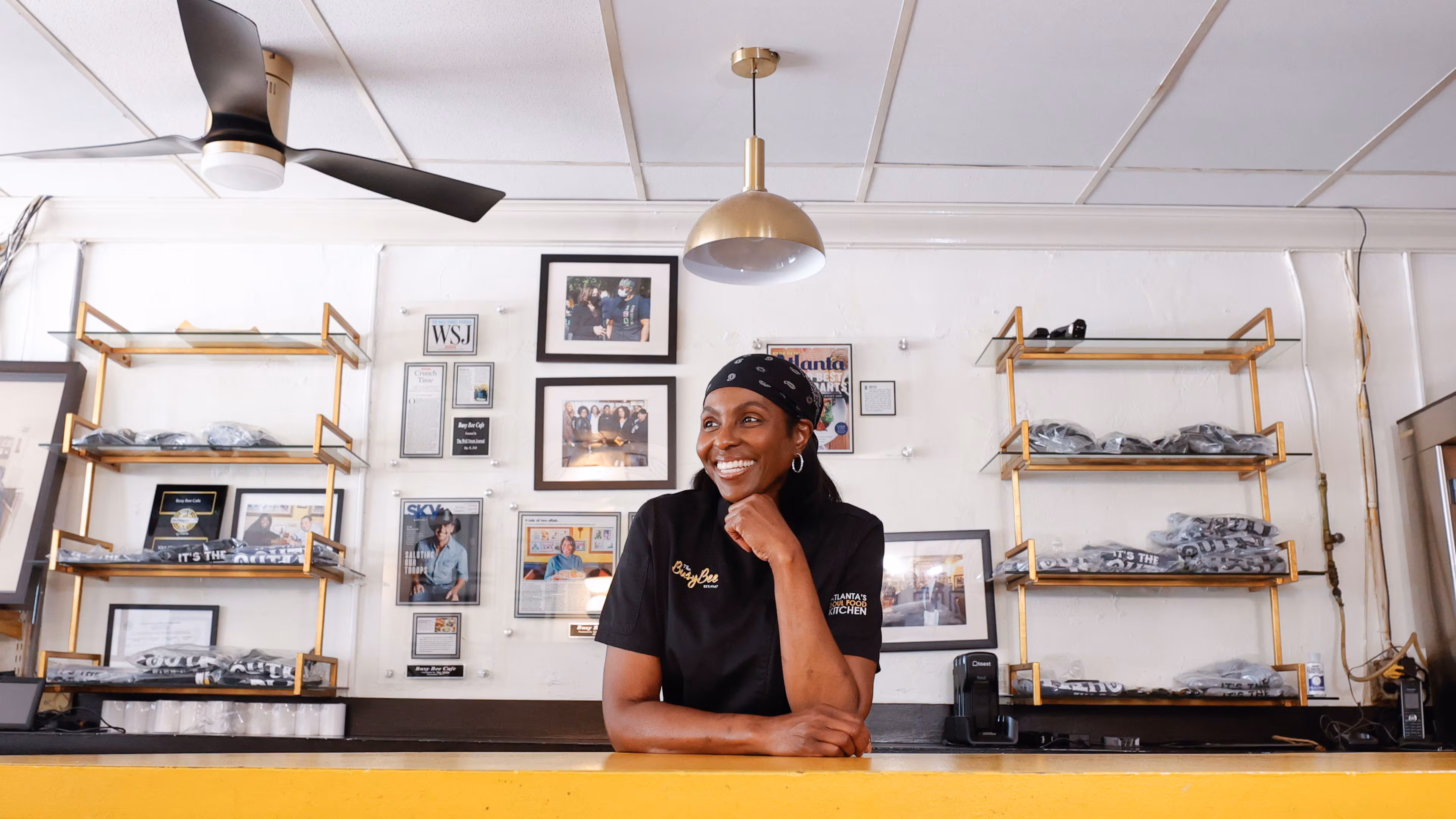 Tracy Gates, owner and head chef of the Busy Bee Cafe, at the restaurant's upcoming Centennial Yards location. (Natrice Miller/AJC)