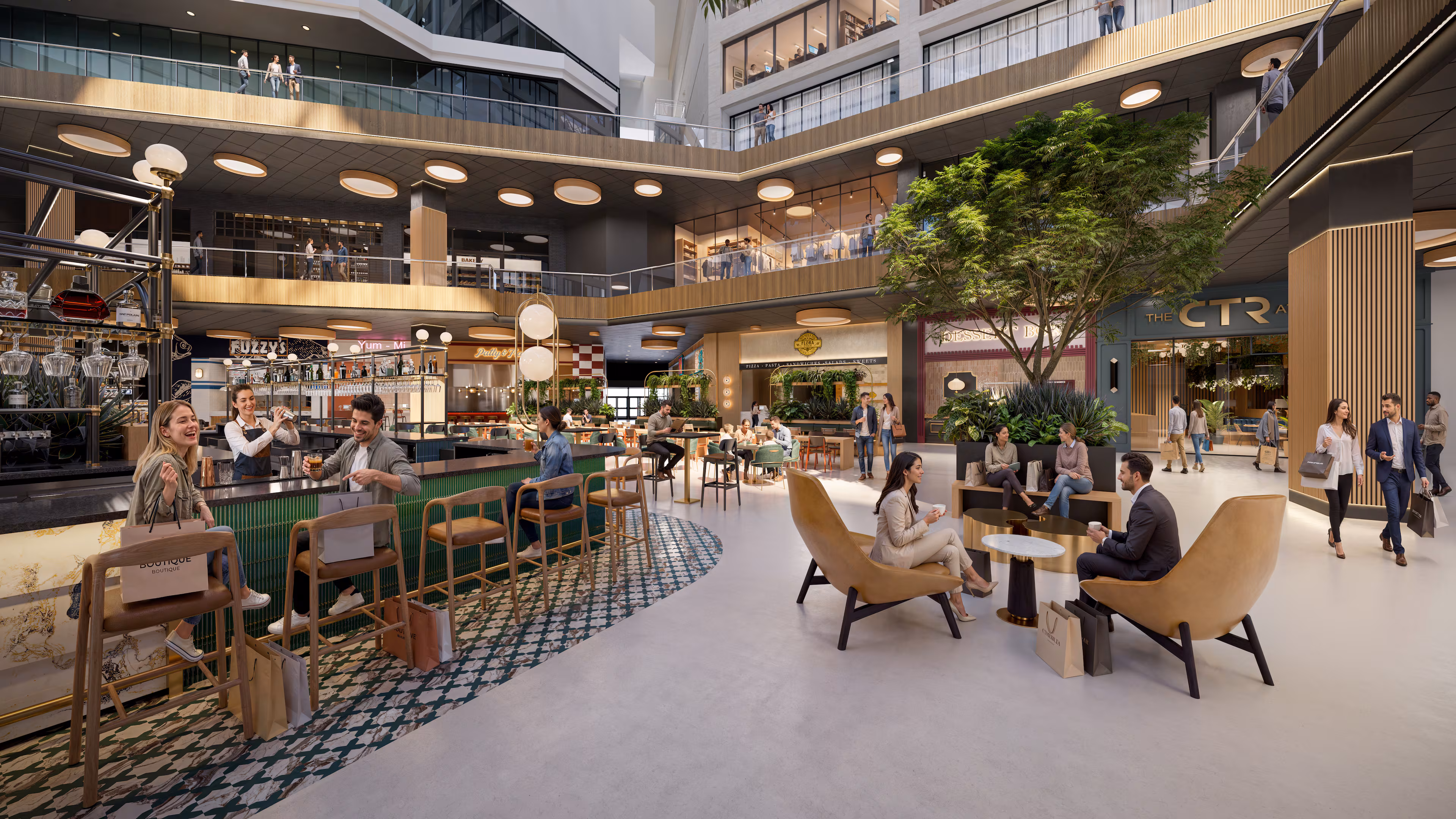 Rendering of the interior of The Center, the redevelopment of the CNN Center in downtown Atlanta, slated to open in May 2026.