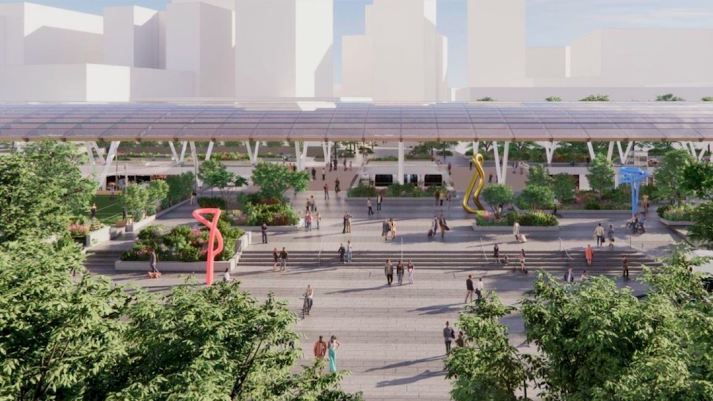 Rendering of the transformed Five Points MARTA station in downtown Atlanta