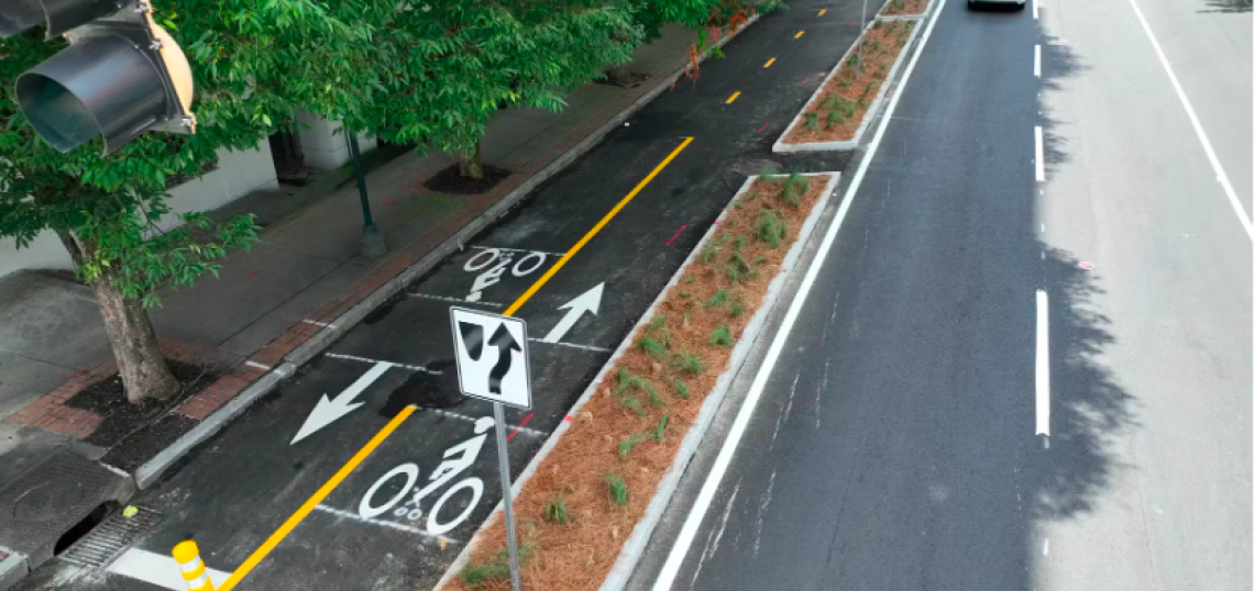 Martin Luther King Jr. Drive protected cycle track, downtown Atlanta