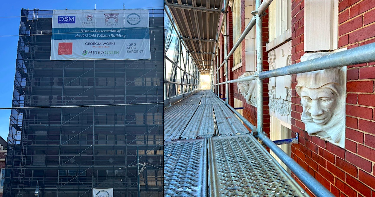 The 1912 Odd Fellows Building at 250 Auburn Avenue under restoration