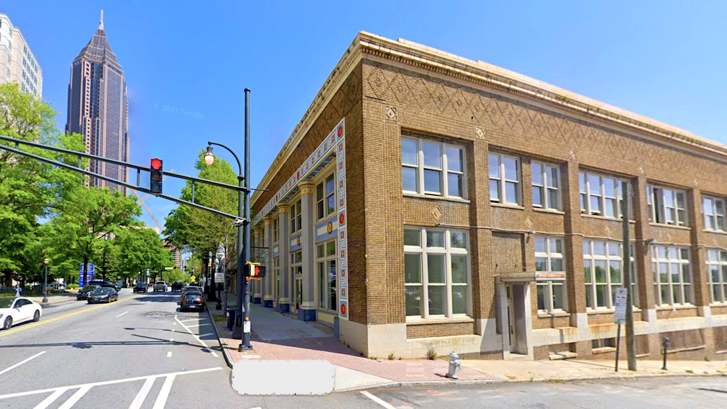 The former Peachtree-Pine shelter building at 477 Peachtree Street