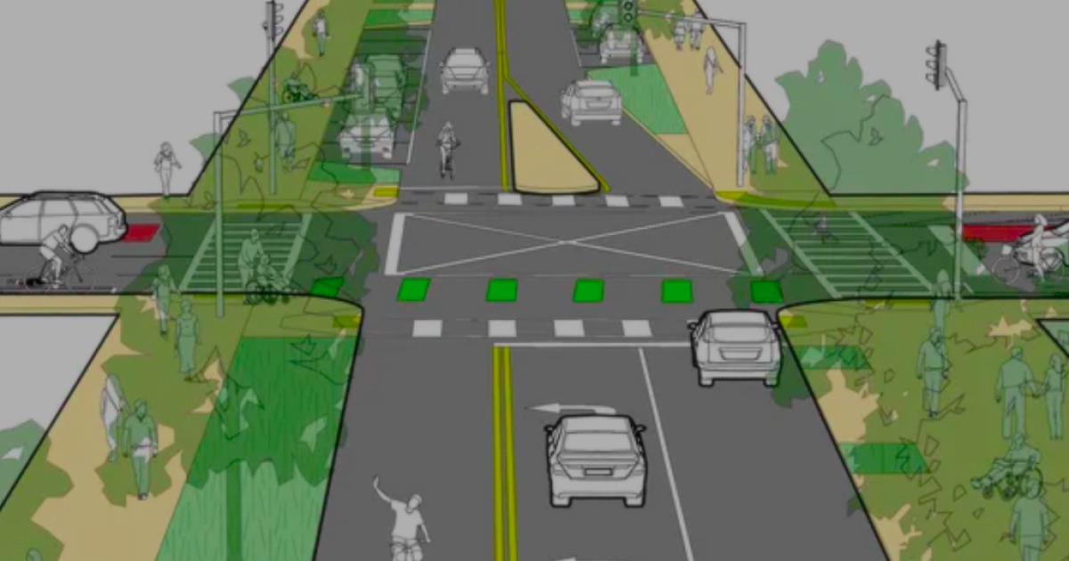 Rendering of the proposed Peachtree Street redesign near Martin Luther King Jr. Drive