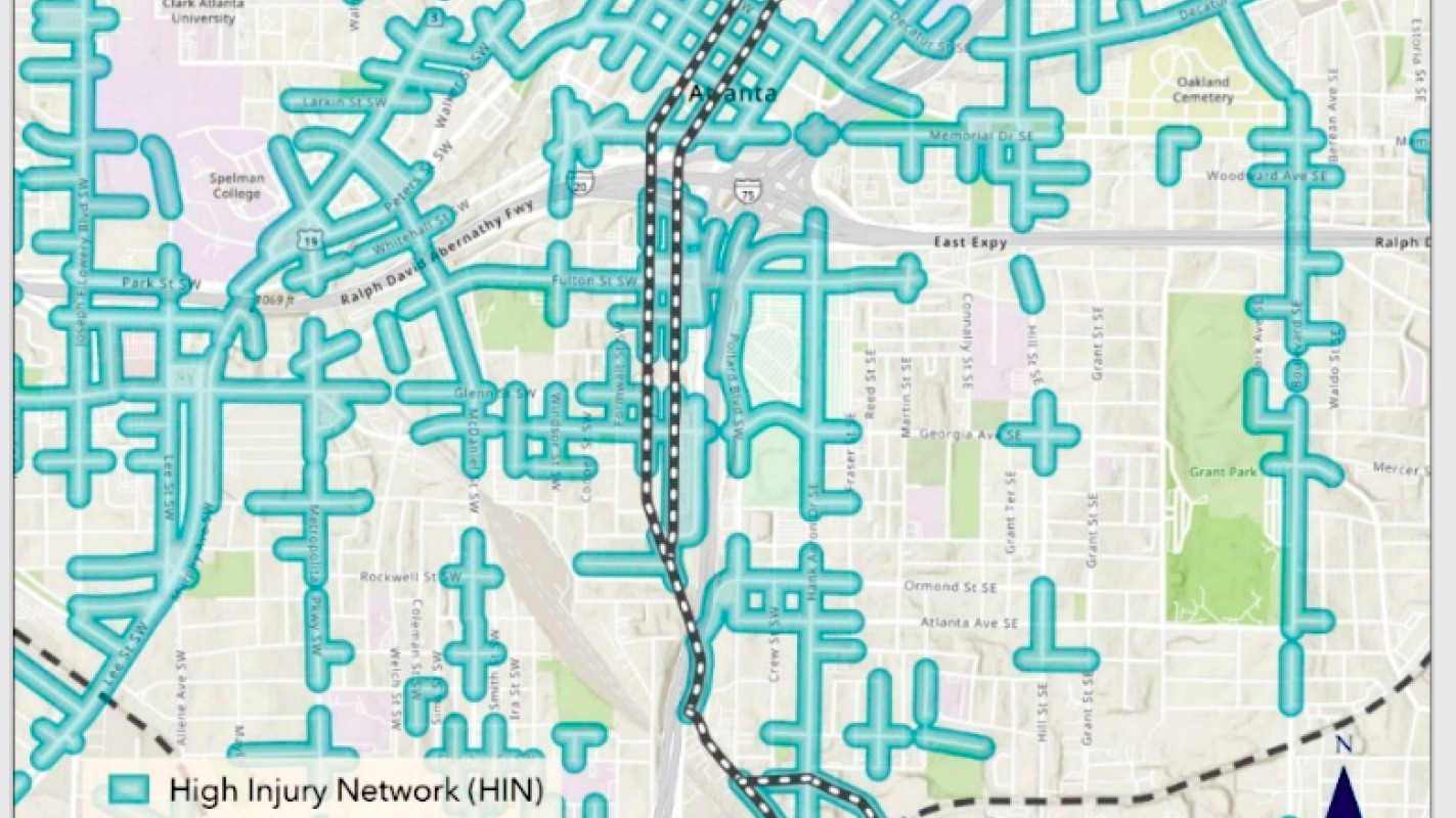 Rendering of Safe Streets improvements linking downtown to the Beltline Southside Trail