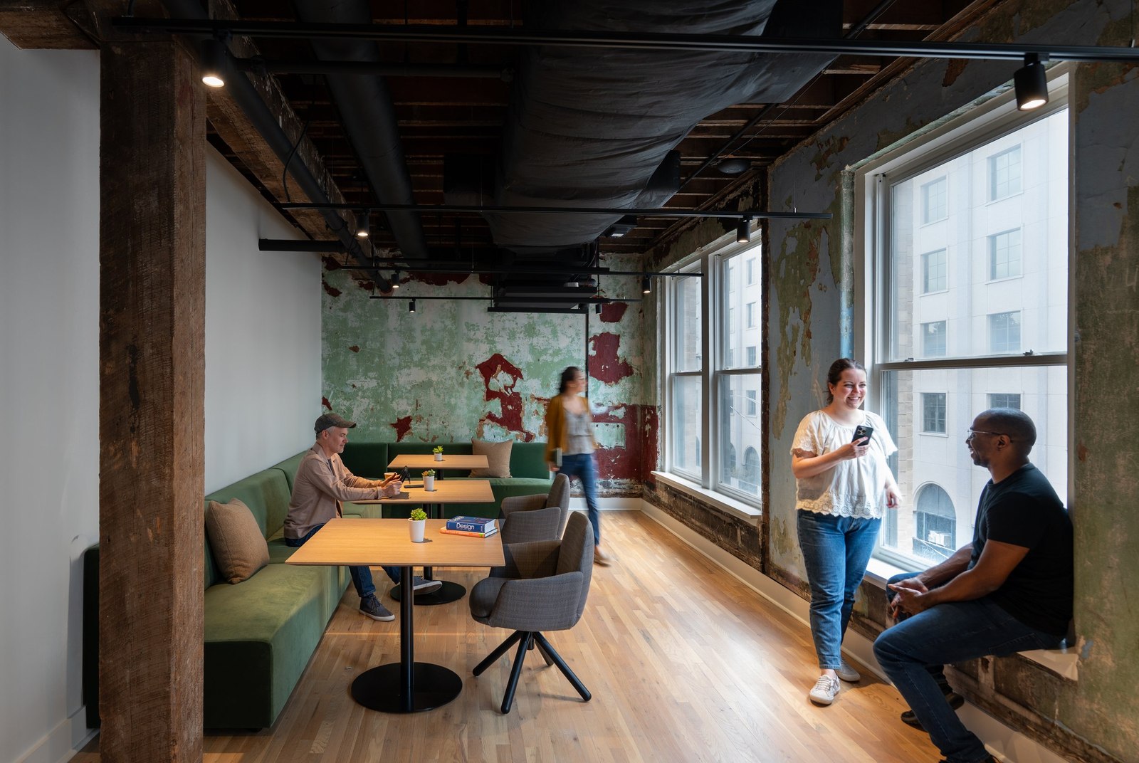 South Broad Suites restored coworking lounge at ATV Sylvan in South Downtown Atlanta