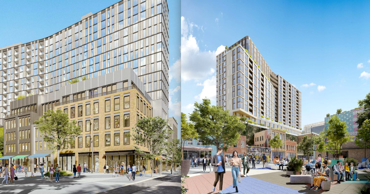 Rendering of the Newport RE high-rise towers once planned for Broad Street in South Downtown
