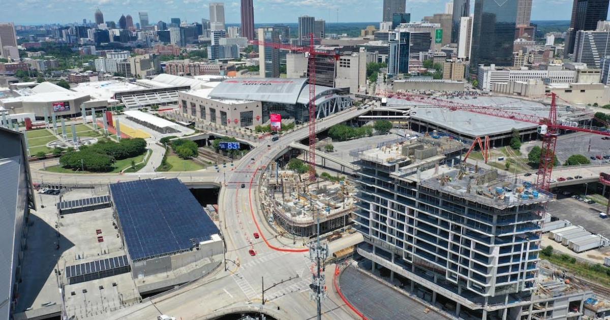 The Anthem hotel under construction at Centennial Yards in downtown Atlanta