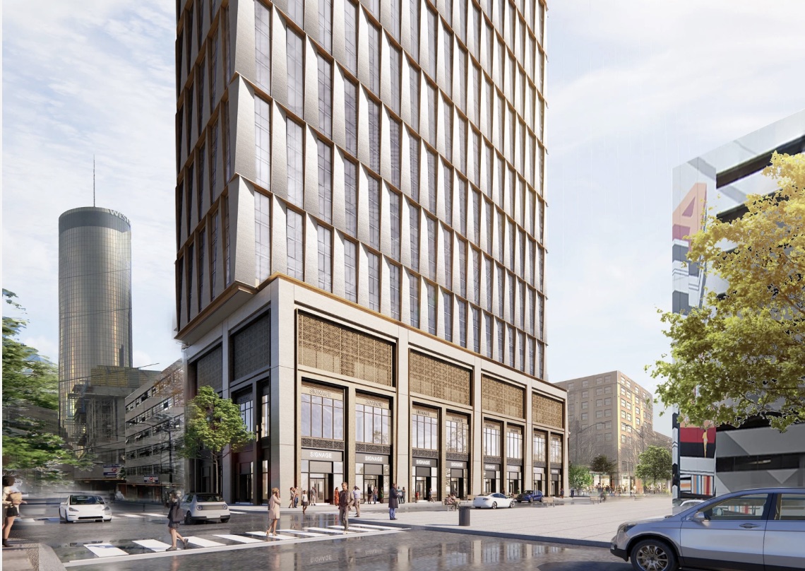 Rendering of the Teachers Village tower planned near Centennial Olympic Park
