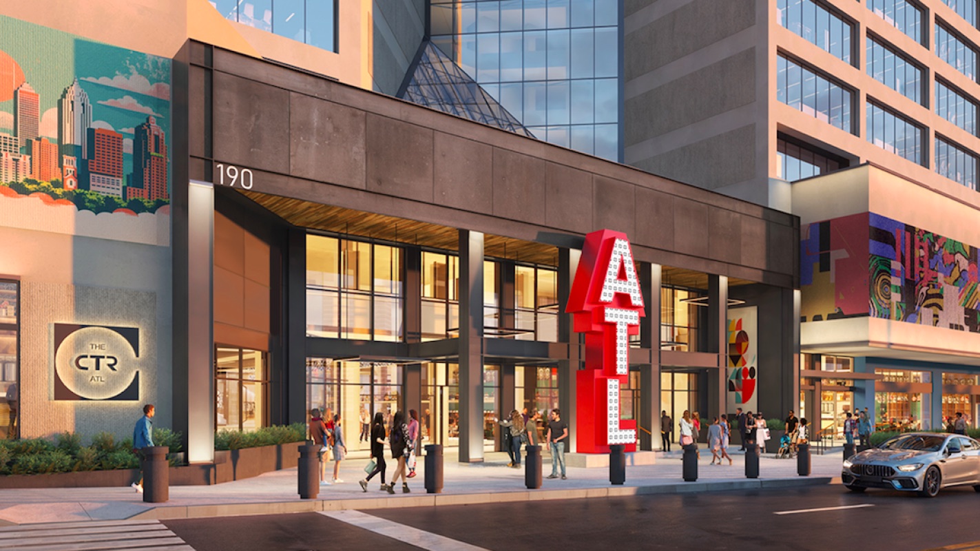 Digital signage at The Center, the former CNN Center in downtown Atlanta