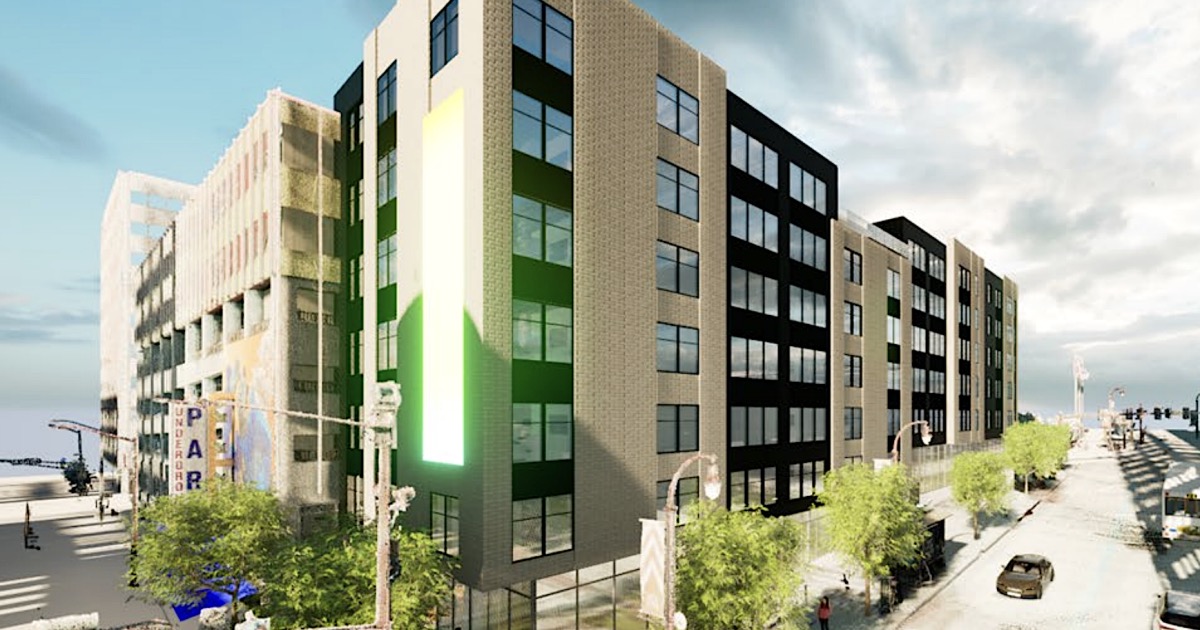 Rendering of Five Peachtree Senior, a 65-unit senior housing building near Underground Atlanta