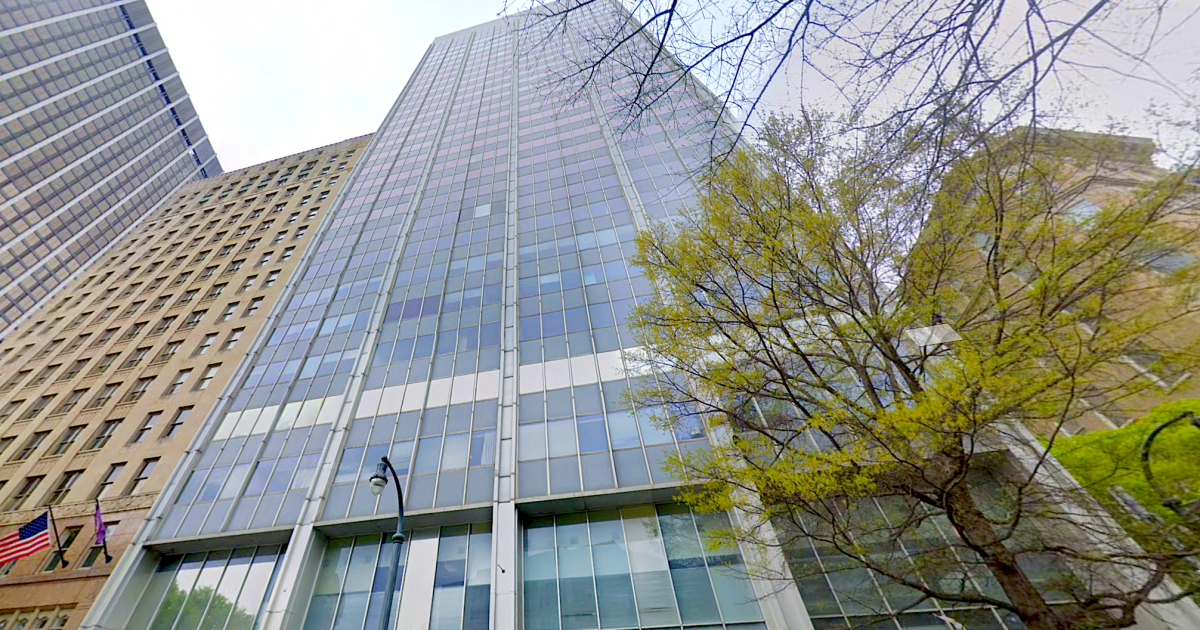 Rendering of the 34 Peachtree tower conversion beside Underground Atlanta