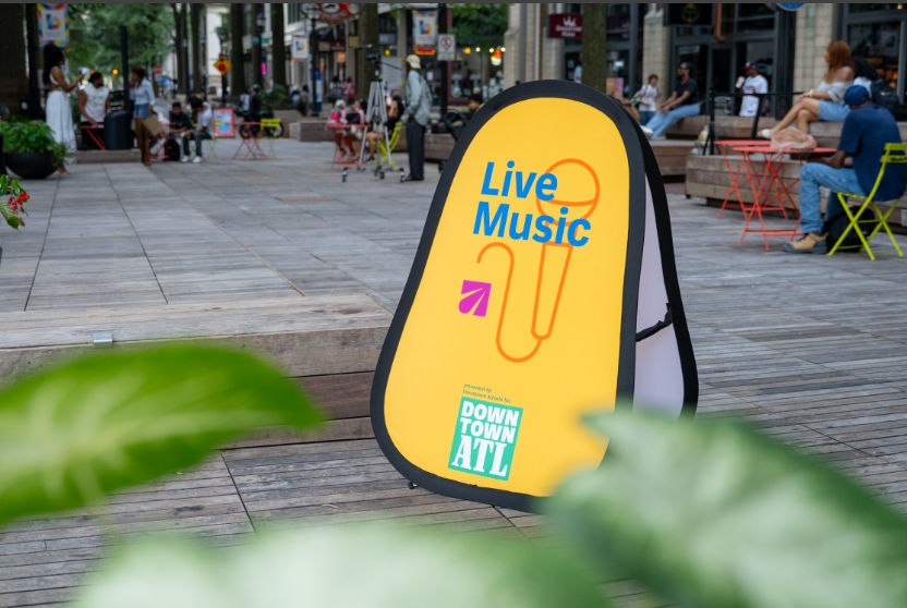 Promotional artwork for Live Music on the Broad St. Boardwalk at Downtown Atlanta
