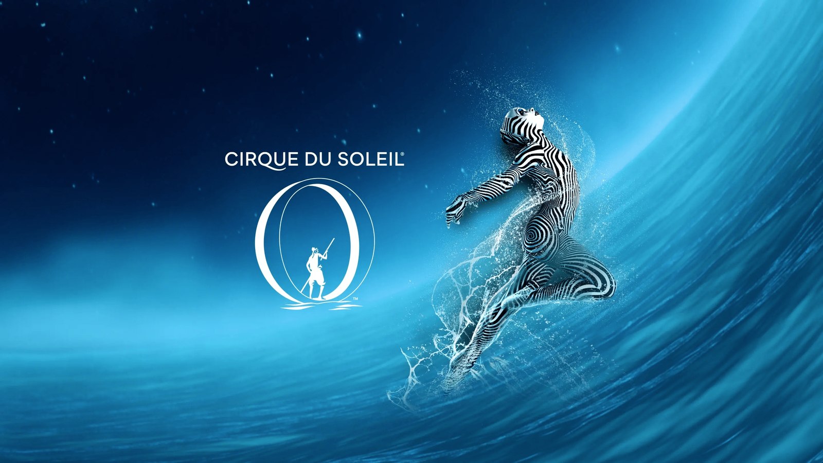 Promotional artwork for "O" by Cirque du Soleil at Cosm Atlanta