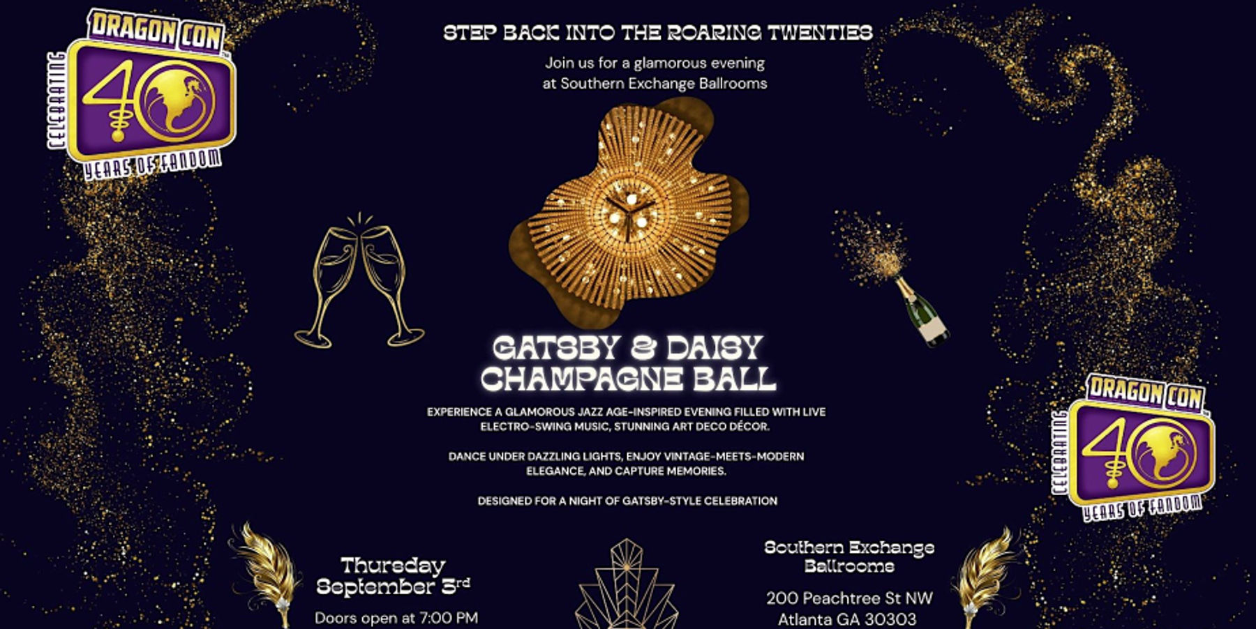 Gatsby & Daisy Champagne Ball at the Southern Exchange Ballroom