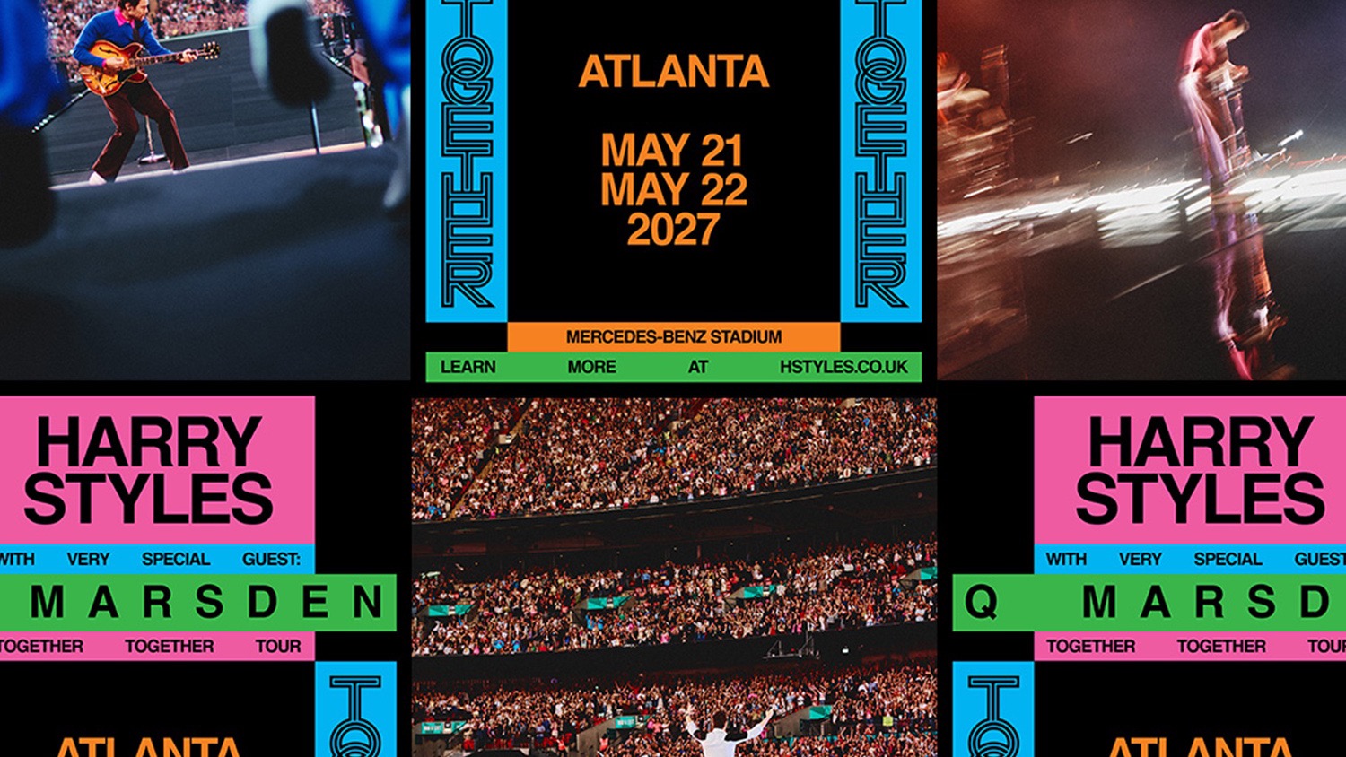Harry Styles Together, Together tour key art for the Mercedes-Benz Stadium Atlanta dates, May 21 and 22, 2027