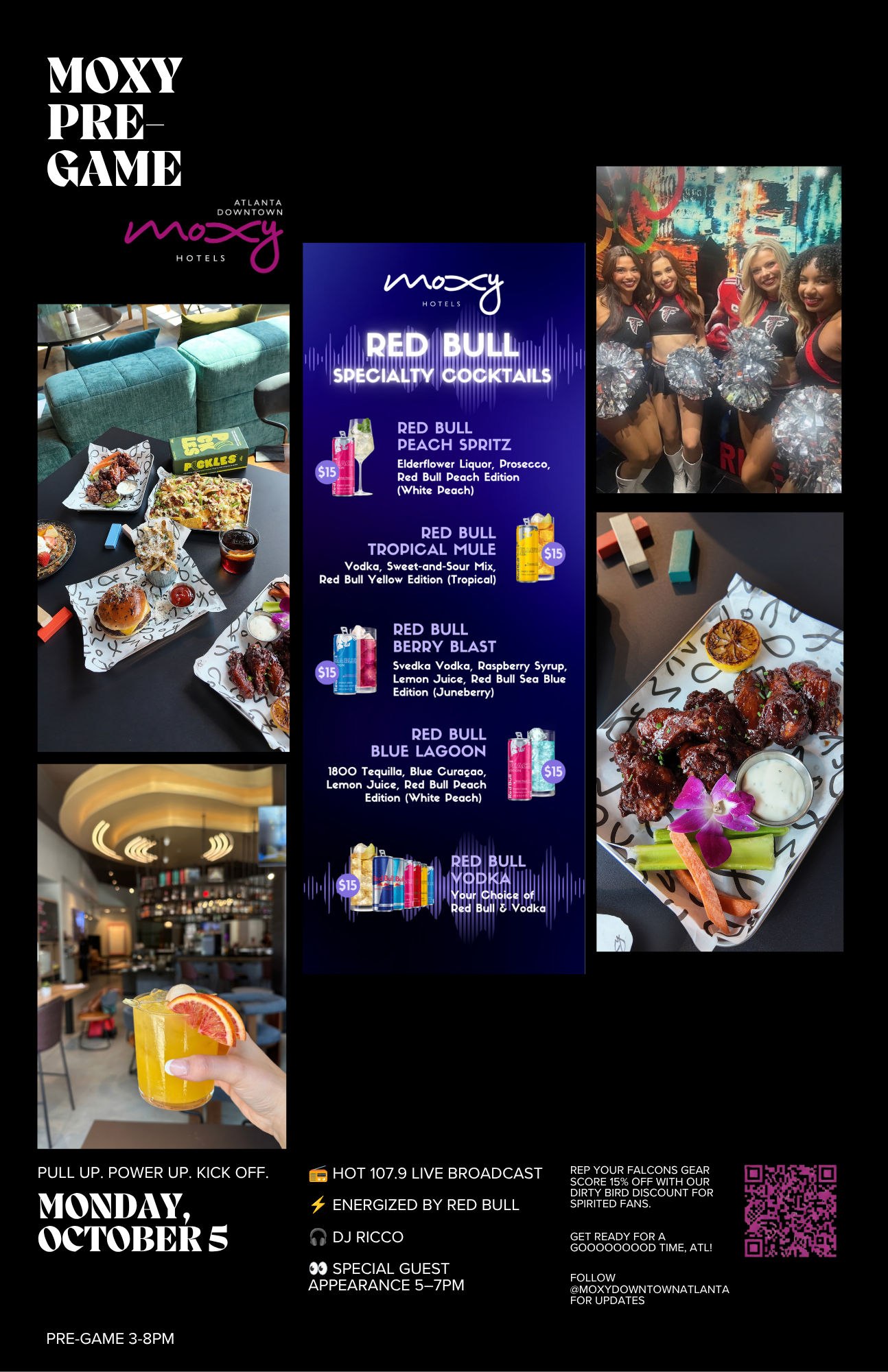 Promotional artwork for Moxy Atlanta Downtown Pre-Game Experience at Moxy Atlanta Downtown